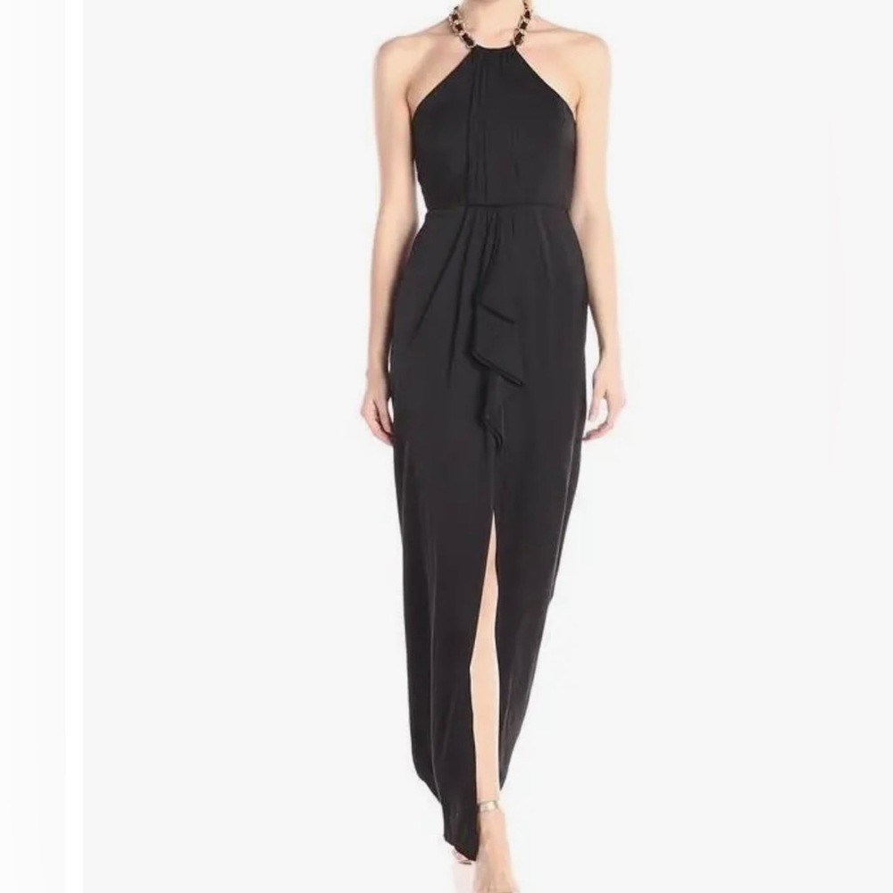 NWT BCBG MaxAzria Milania Halter Cascading Evening Gown